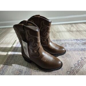 Canyon Trails Lil Cowboy Boots Pointed Toe Classic Brown Toddler Size 9T